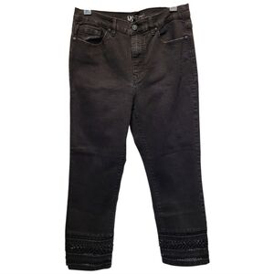 DG2 by Diane Gilman Black Ankle Cropped Jeans w/ crocheted hems - Size 10